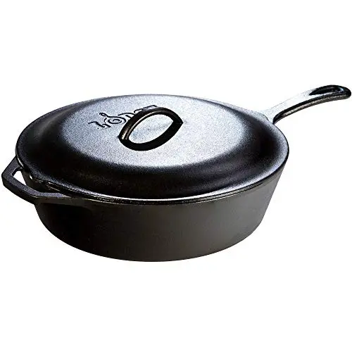 Lodge 5 quart deep cast iron skillet with lid