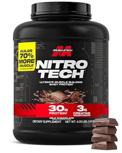 MuscleTech Nitro-Tech Whey Protein Plus Creatine tub in Milk Chocolate