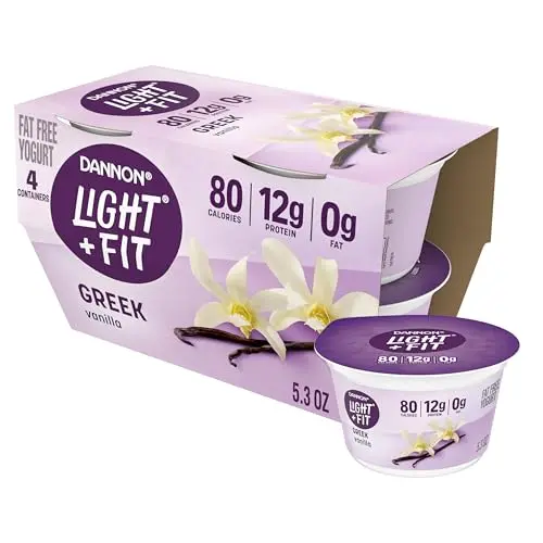 Dannon Light + Fit Greek Vanilla Fat Free Yogurt four-pack cups