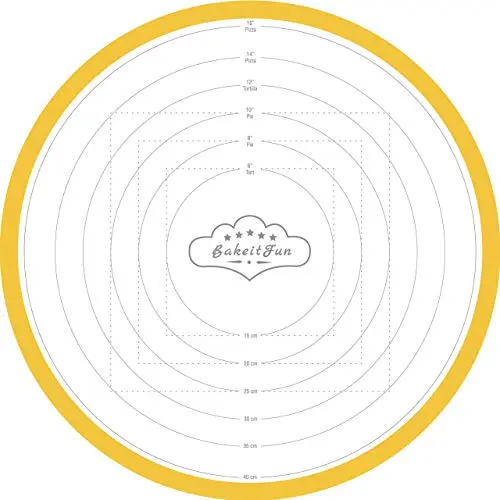 BakeitFun round yellow silicone mat with concentric circle guides