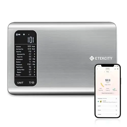 Etekcity smart kitchen scale with brushed stainless steel finish