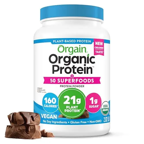 Orgain Organic Vegan Protein Powder with 50 Superfoods Creamy Chocolate Fudge