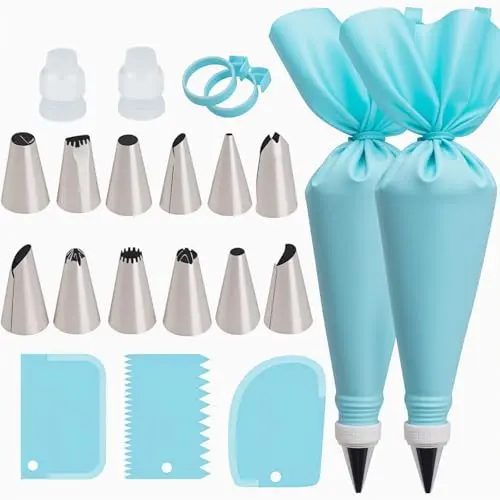 WOFEIS sky blue silicone piping bags and 12-tip set