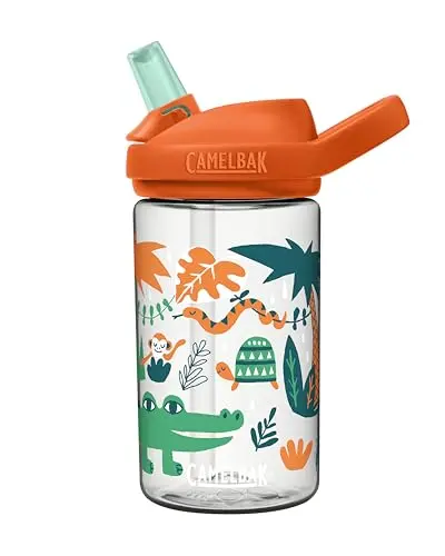 CamelBak eddy+ kids water bottle with Tritan Renew straw top and jungle animals design