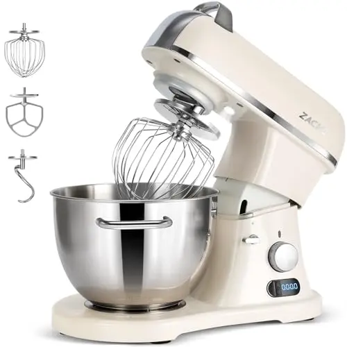 ZACME 8.4-quart cream-colored commercial stand mixer with digital display