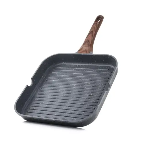 SENSARTE 9.5-inch square nonstick grill pan in gray granite