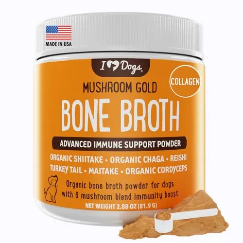 iHeartDogs bone broth and mushroom supplement powder for dogs