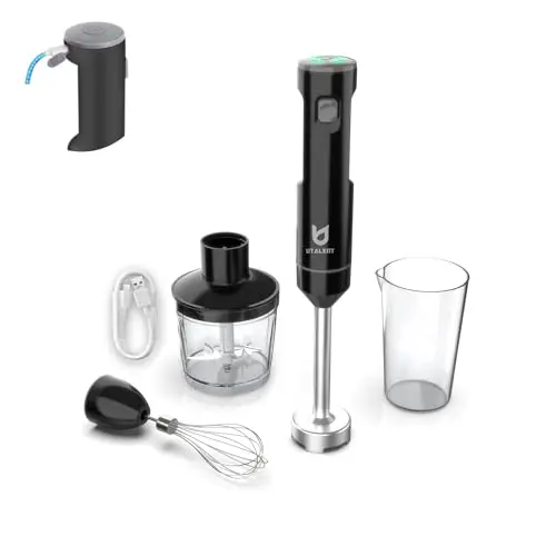 UTALENT black cordless immersion blender with chopper and vessel