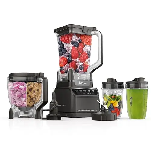 Ninja BR601AMZ Kitchen System with pitcher, processor, and single-serve cups