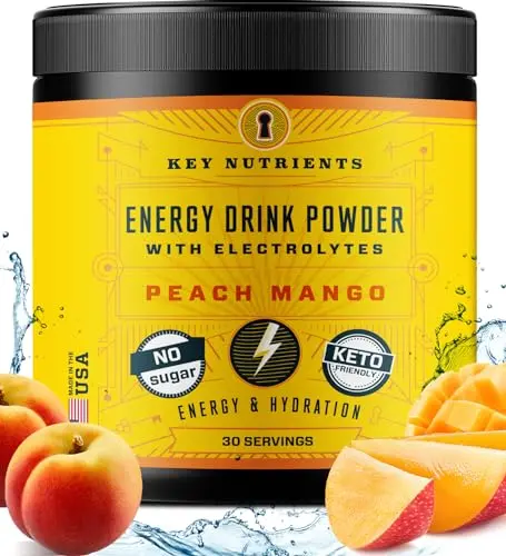 KEY NUTRIENTS Energy Drink Powder with Electrolytes, Tropical Peach Mango flavor