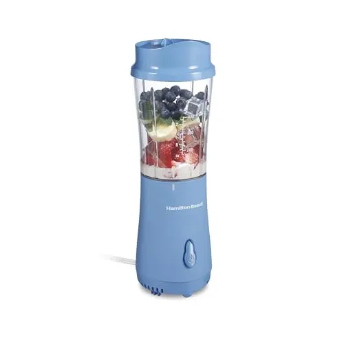 Hamilton Beach personal blender in tranquil blue with travel jar