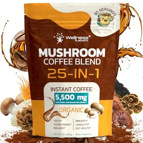 Wellness LabsRx 25-in-1 Mushroom Coffee powder canister