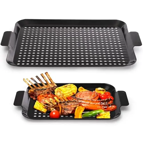 Covzoe two pack of non-stick perforated grill pans