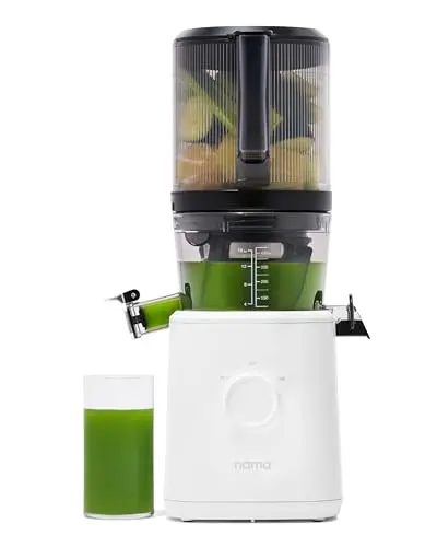 Nama J2 cold press juicer with self-feeding hopper and minimal parts
