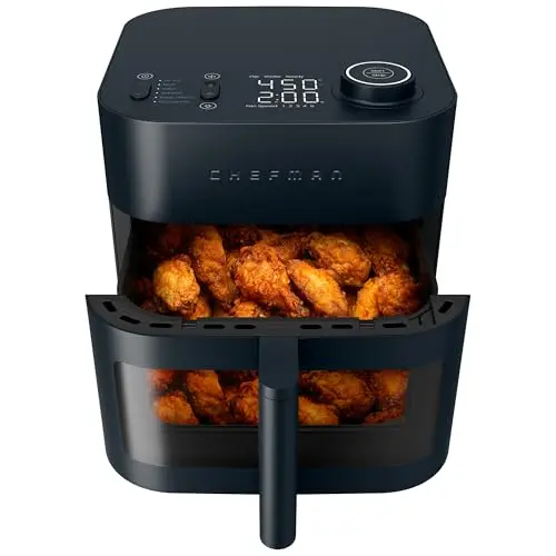 Chefman Crispinator 8-Quart Air Fryer with dial controls and viewing window