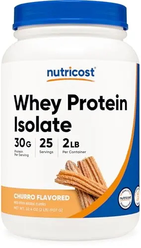 Nutricost Churro Flavored Whey Protein Isolate container