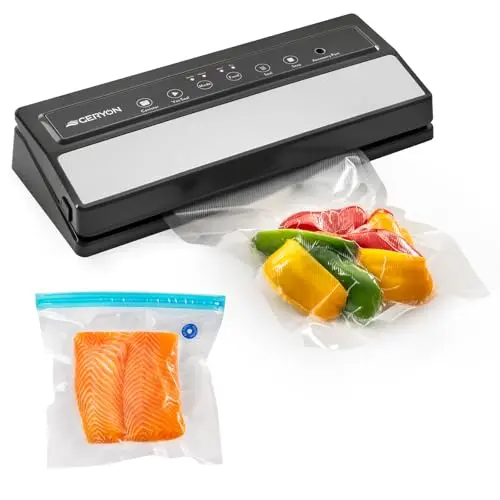 GERYON Silver Compact Vacuum Sealer Machine on a kitchen counter