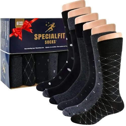 Modern black diabetic socks for men with non-binding top