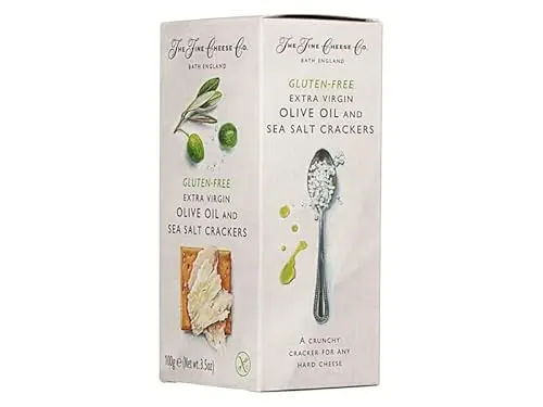 Box of The Fine Cheese Co. Gluten-Free Olive Oil & Sea Salt Crackers