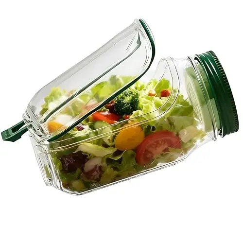 SPRIGIO green salad pod jar that opens from the side for layered ingredients